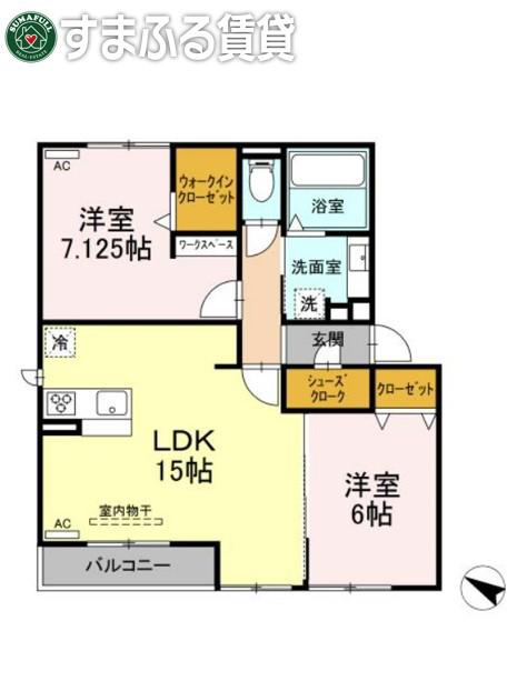 さくらハウス岡崎(2LDK/3階)の間取り写真
