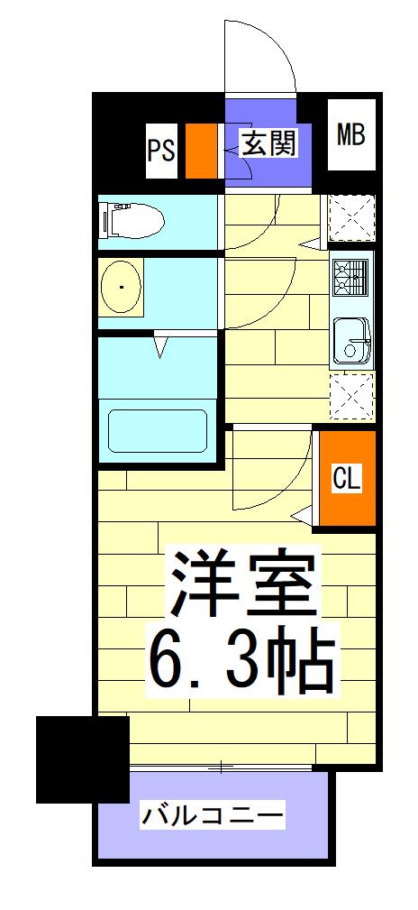 ゼオン大阪イースト(1K/10階)の間取り写真