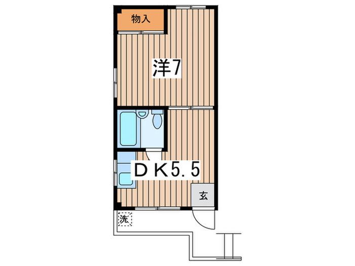 クロノス大和東(1DK/1階)の間取り写真