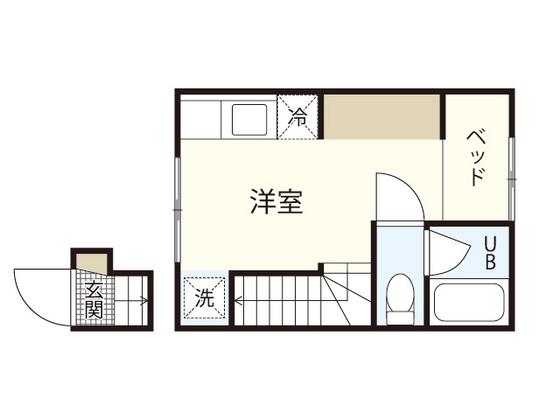 BELL CUBE尾長東(ワンルーム/2階)の間取り写真