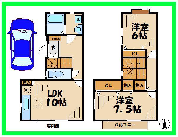 ファーストビュー(2LDK/1階)の間取り写真