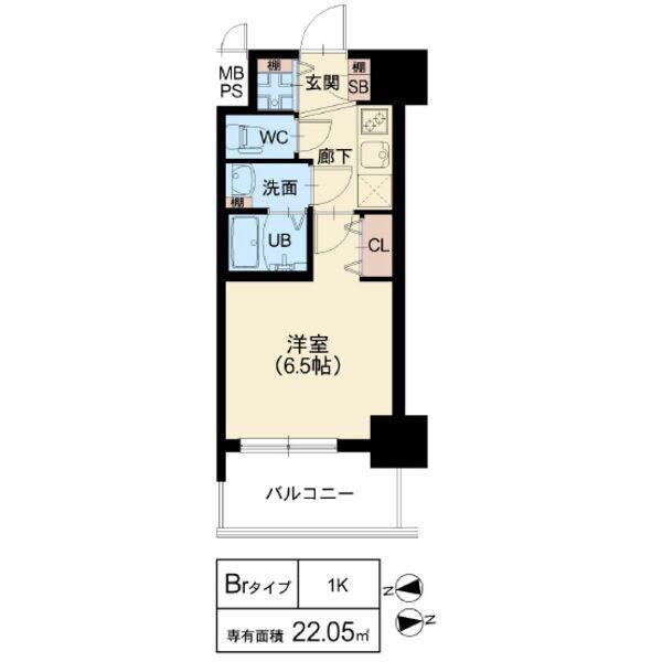 スプランディッド阿倍野(1K/10階)の間取り写真