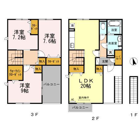 セリシアージュ(3LDK/1階)の間取り写真