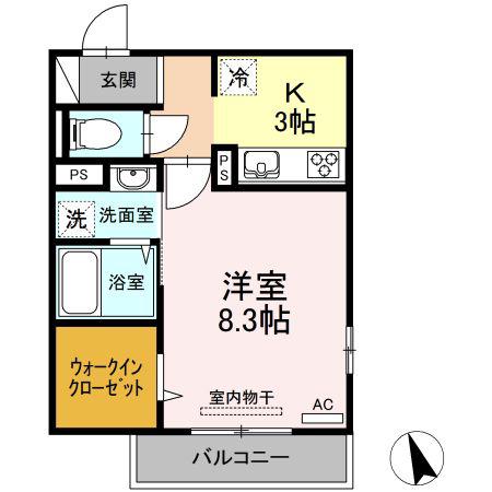 ロワジール(1K/2階)の間取り写真