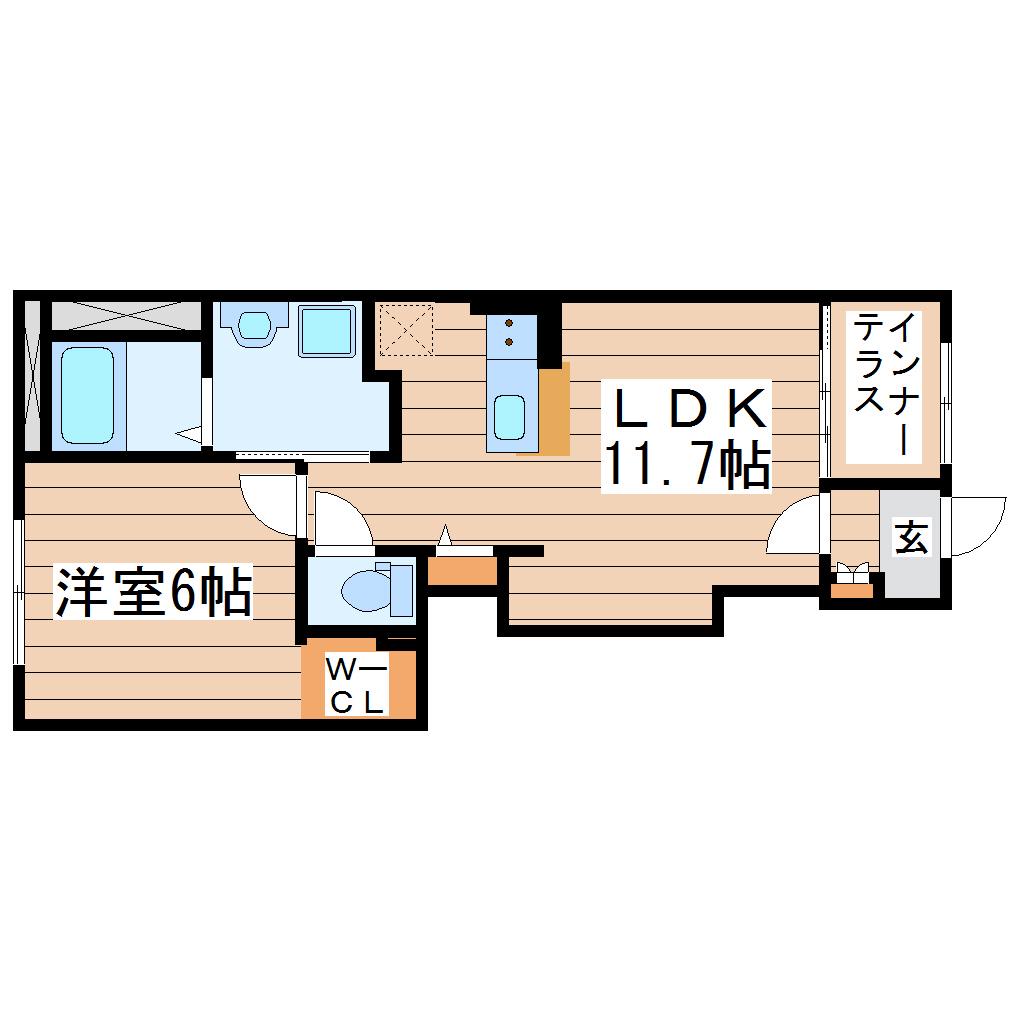 コンフォール弐番館(1LDK/1階)の間取り写真