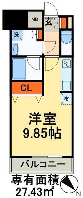 サンクレール荒川ブランガーデン(ワンルーム/12階)の間取り写真