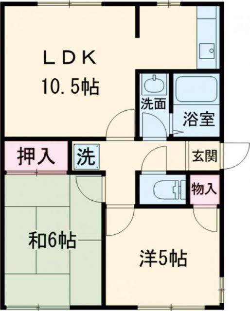 ファニー野中(2LDK/1階)の間取り写真