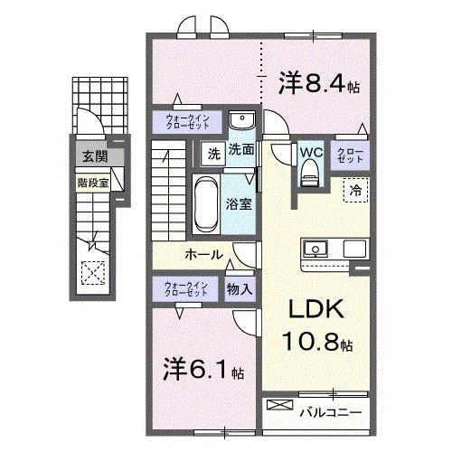 セレスティアII(2LDK/2階)の間取り写真