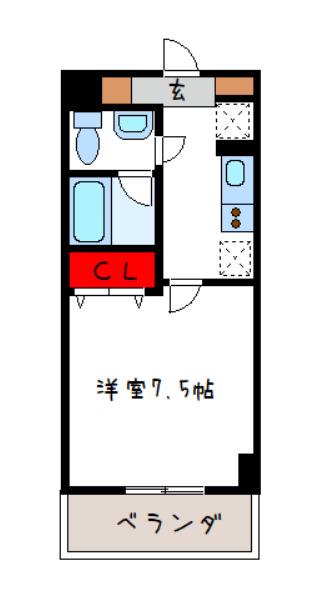 ブリューゲル(1K/1階)の間取り写真