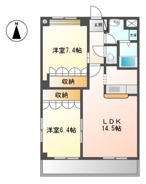 エスポアールI(2LDK/1階)の間取り写真