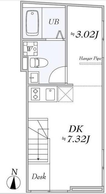 LALA CUBE(1DK/2階)の間取り写真