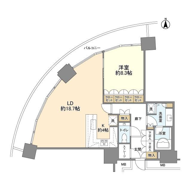 M.M.TOWERS FORESIS R棟(1LDK/11階)の間取り写真