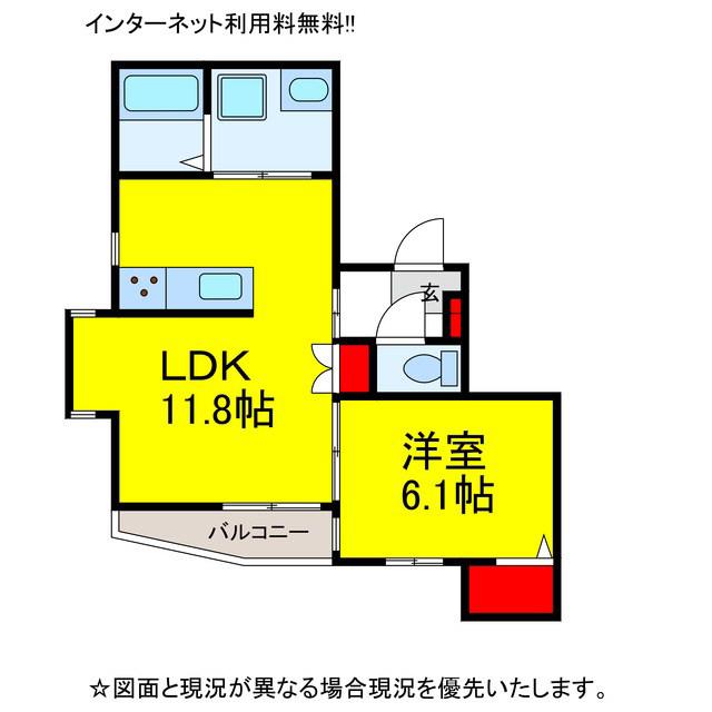 COCOBASE(1LDK/1階)の間取り写真