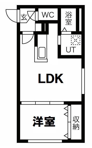 地下鉄東西線 南郷13丁目駅 徒歩3分 4階建 築7年(1LDK/1階)の間取り写真