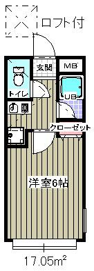 アゼリア宮田(1K/2階)の間取り写真