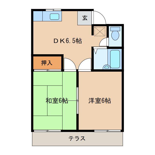 モンシェリー日秀(2DK/1階)の間取り写真