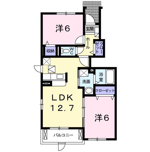グランツ荒田(2LDK/1階)の間取り写真