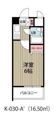 フェースタワー2(1K/4階)の間取り写真