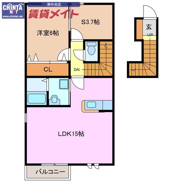 ライフプラン 長岡 B(1SLDK/2階)の間取り写真