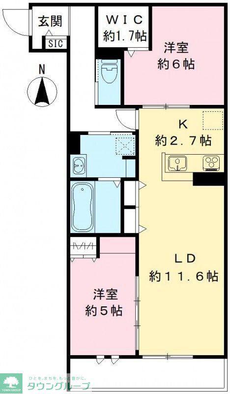 芝弥生レジデンス(2LDK/2階)の間取り写真