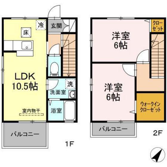 プレジオヤマダ(2LDK/2階)の間取り写真