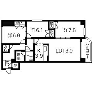 グランメゾン東札幌(3LDK/1階)の間取り写真