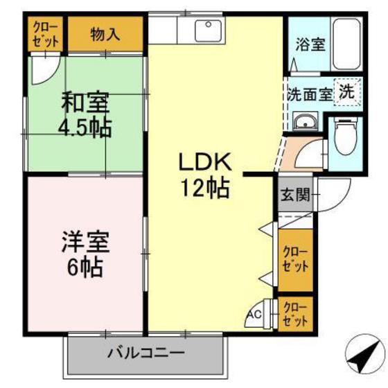 フォルム利松 A棟(2LDK/1階)の間取り写真