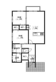 アルル京口(2LDK/1階)の間取り写真