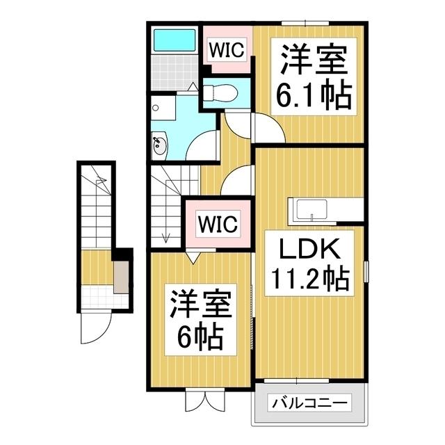ルミエールA(2LDK/2階)の間取り写真