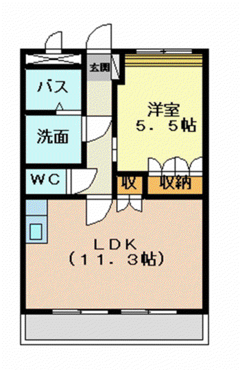 クイーンパレス(1LDK/1階)の間取り写真