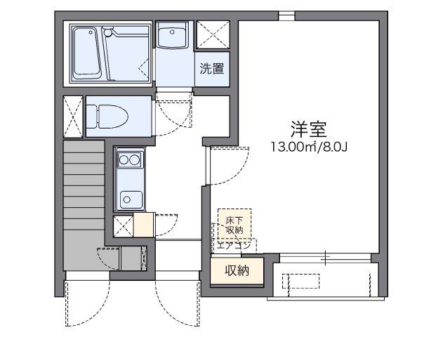 レオネクスト弁天(1K/1階)の間取り写真