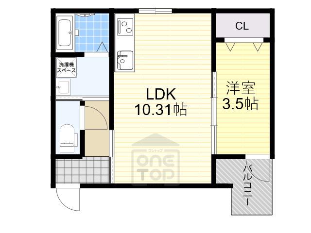レーヴ茨木元町(1LDK/2階)の間取り写真