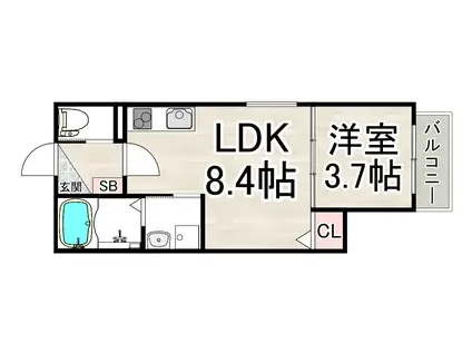 F ASECIA SOMNUS(1LDK/1階)の間取り写真