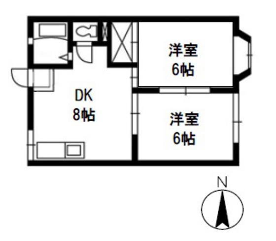 メゾンサンキ―ル(2DK/1階)の間取り写真
