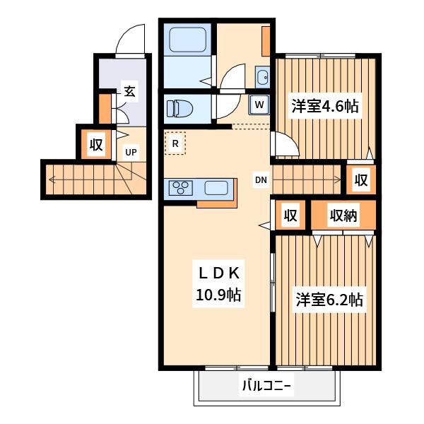 エム.ステージ3(2LDK/2階)の間取り写真