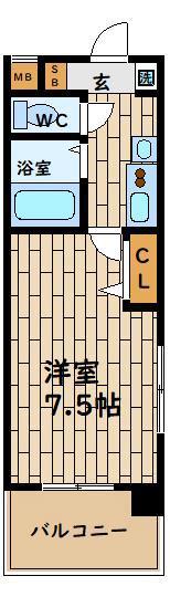 アークワン(1K/4階)の間取り写真