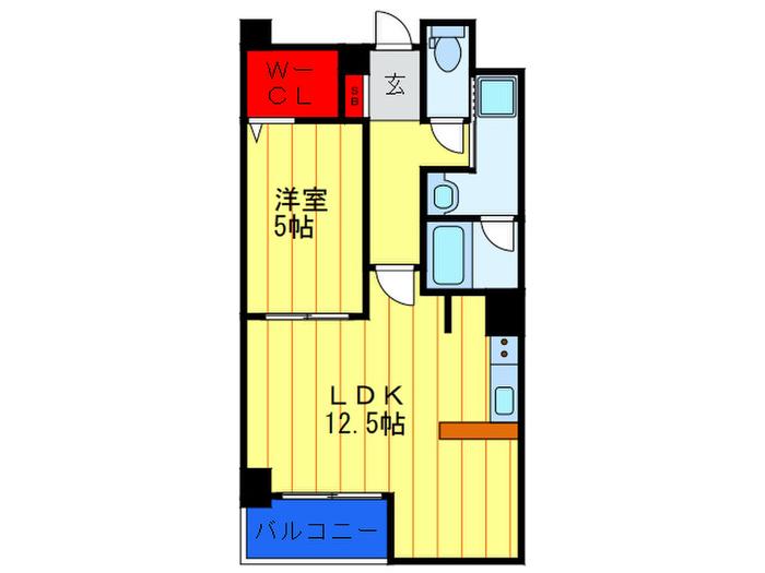 セレッソコート上本町イースト(1LDK/9階)の間取り写真