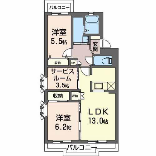 ヴィア・ラッテア(2LDK/2階)の間取り写真