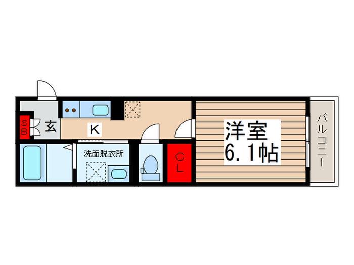 プルマージュ(1K/1階)の間取り写真
