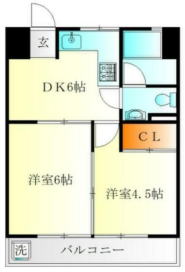 東横白楽マンション(2DK/4階)の間取り写真