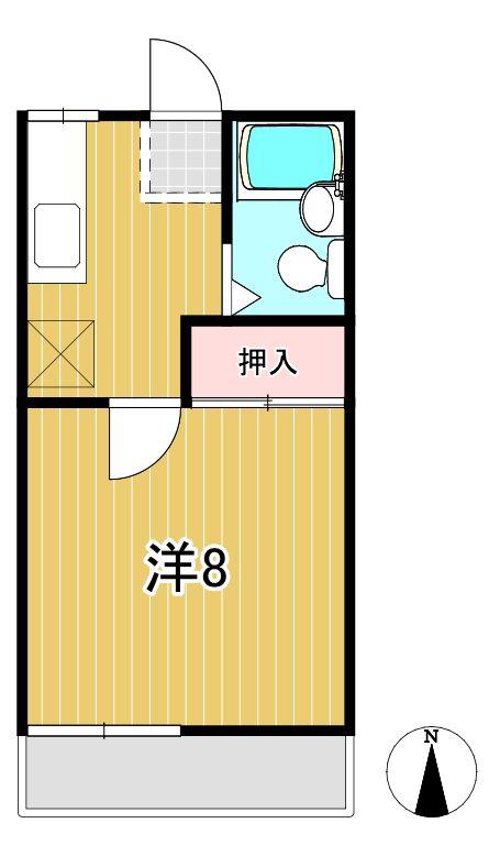マンハイツII(1K/1階)の間取り写真