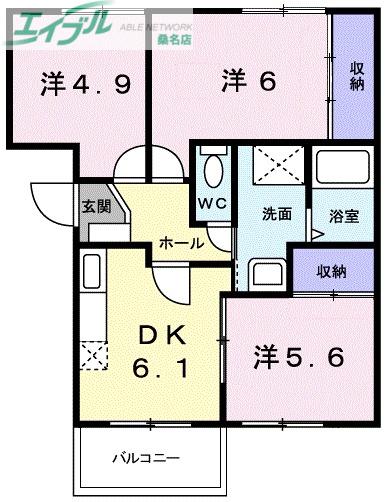 スターブルWAKO(3DK/3階)の間取り写真