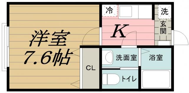 フォレストツインハウスN棟(1K/2階)の間取り写真