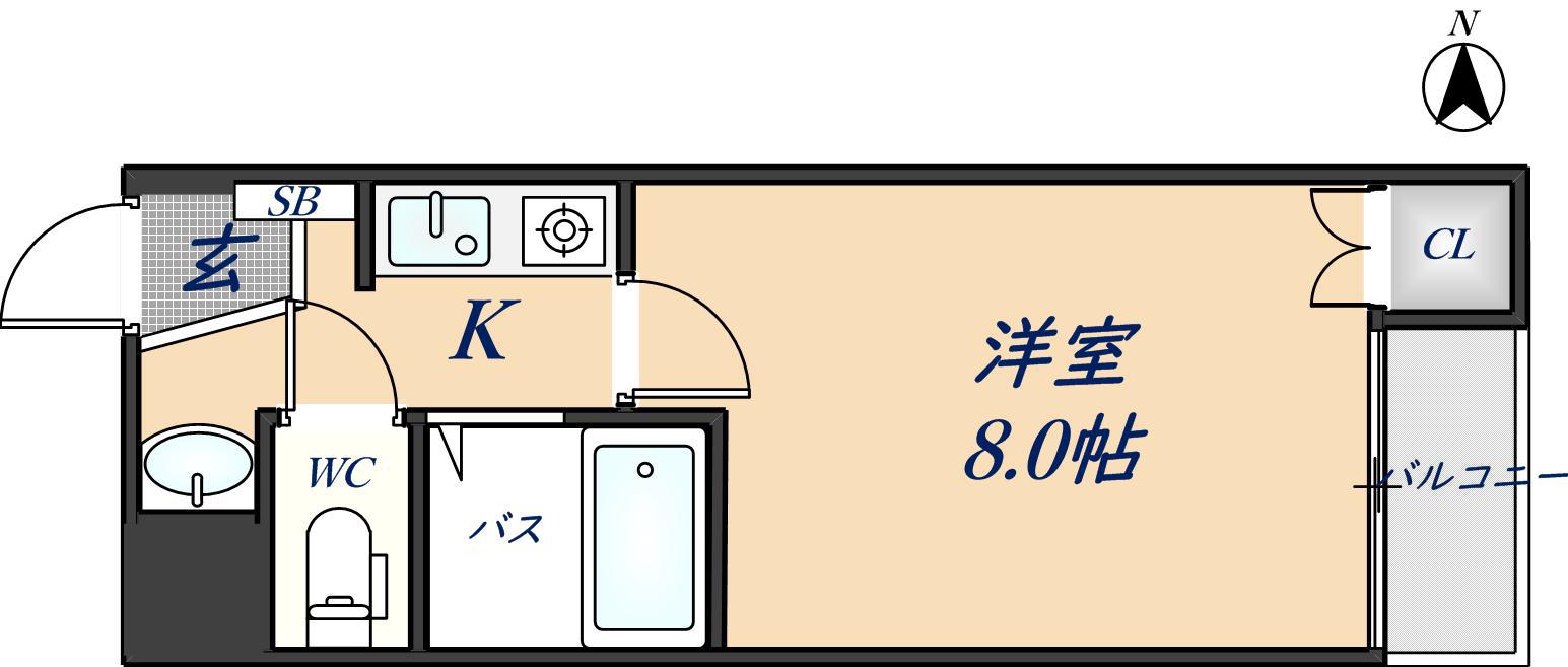 若江ハイツ(1K/3階)の間取り写真