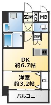 SOAR SINNAGATA(1DK/6階)の間取り写真
