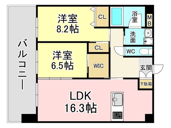 フェルト1021(2LDK/4階)の間取り写真