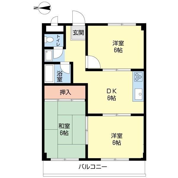 サンハイツ市岡(3DK/4階)の間取り写真
