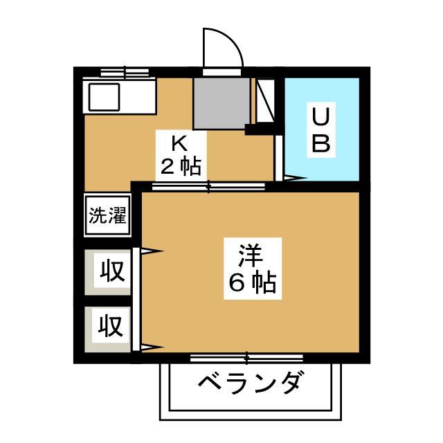 山辺ハイツ(1K/2階)の間取り写真