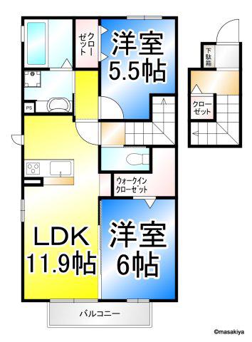 ペピーノ(2LDK/2階)の間取り写真