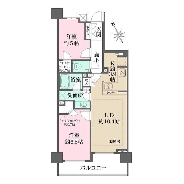 ザ・パークハウス横浜伊勢町(2LDK/4階)の間取り写真